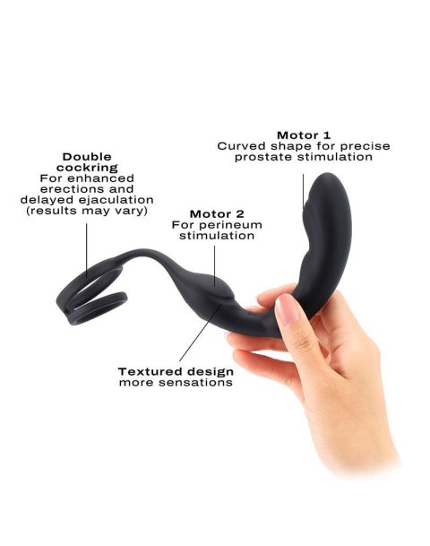Silikonowy masażer prostaty z podwójnym pierścieniem Dorcel 18 cm