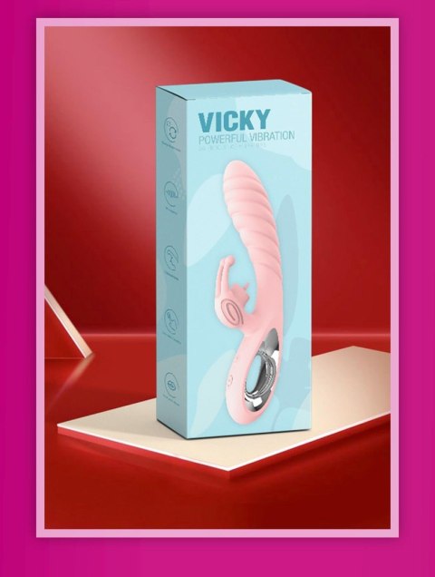 Wibrator króliczek silikonowy Vicky 36 funkcji USB różowy