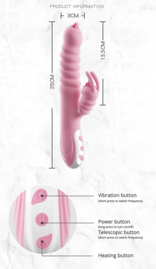 Wibrator królik Hannah silikonowy z języczkiem USB różowy