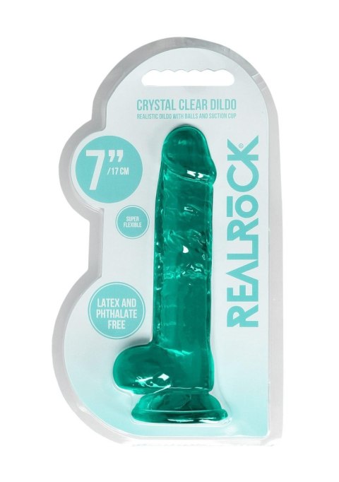 Dildo realistyczne z jądrami turkusowe 19 cm RealRock