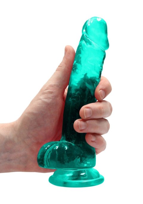 Dildo realistyczne z jądrami turkusowe 19 cm RealRock