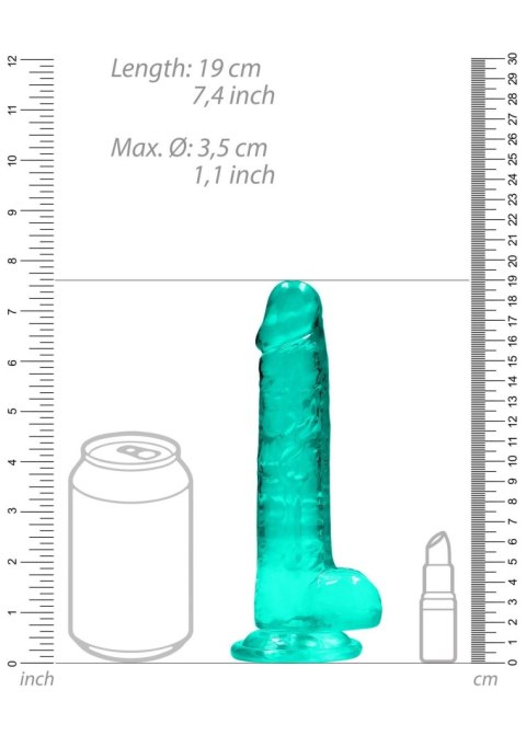 Dildo realistyczne z jądrami turkusowe 19 cm RealRock