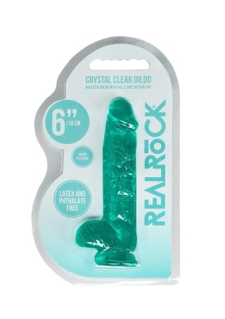 Dildo żelowe realistyczne z jądrami turkusowe RealRock 15 cm