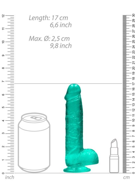 Dildo żelowe realistyczne z jądrami turkusowe RealRock 15 cm
