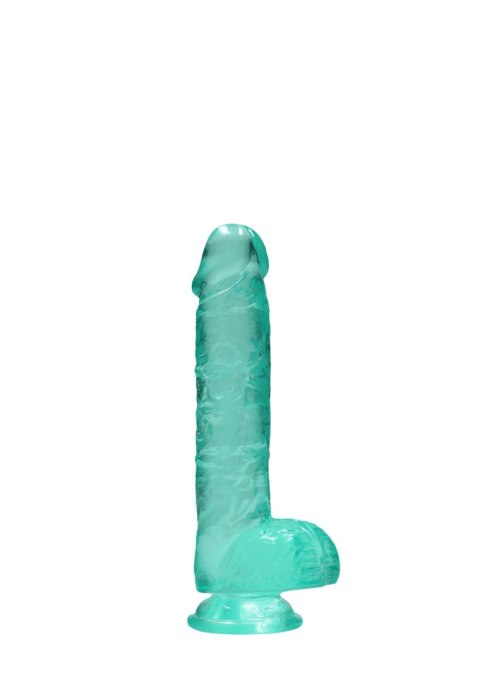 Dildo żelowe realistyczne z jądrami turkusowe RealRock 15 cm