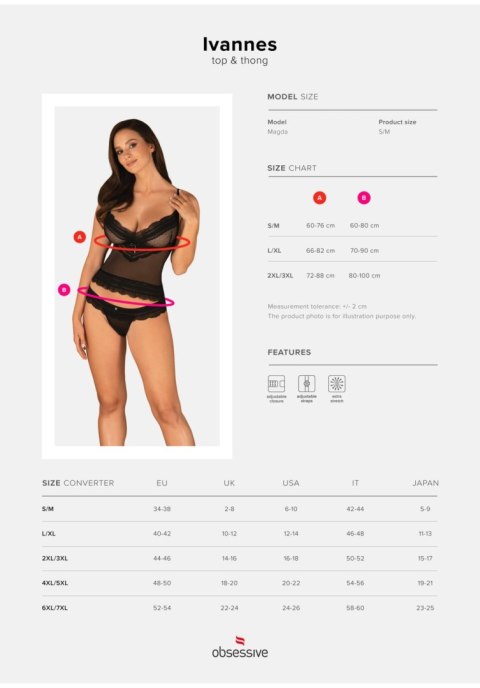 Komplet bielizny Obsessive Ivannes czarny L/XL