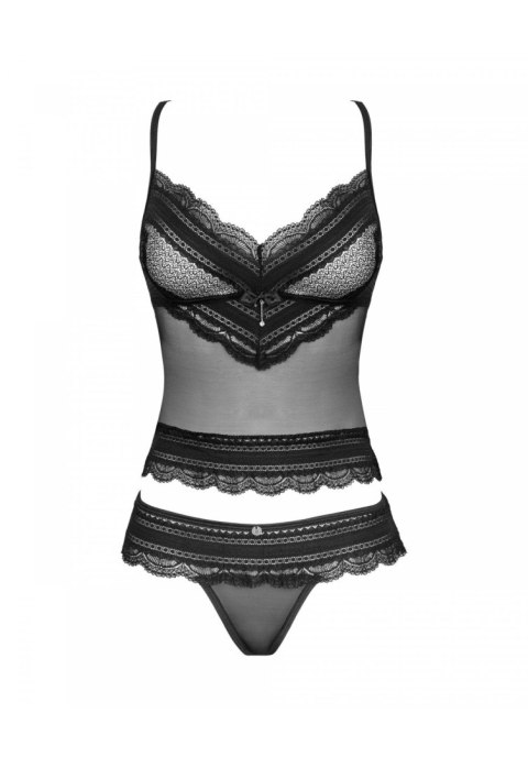 Komplet bielizny Obsessive Ivannes czarny koronka 2XL 3XL