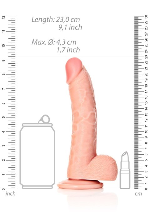 Dildo realistyczne zakrzywione z moszną i przyssawką RealRock 20,5 cm