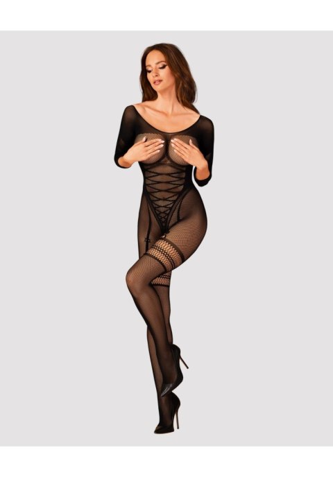 Bodystocking Obsessive G329 czarny XL XXL z imitacją gorsetu