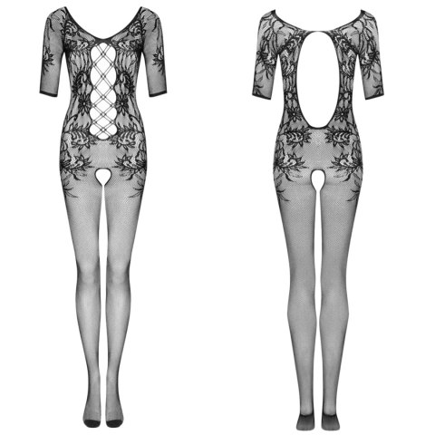 Bodystocking siateczkowy Obsessive F238 czarny kwiatowy S/M/L