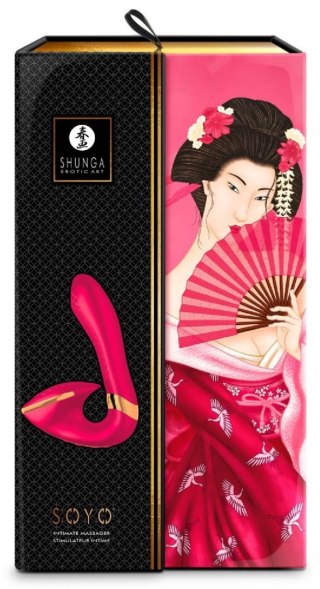 Stymulator łechtaczki Shunga Soyo malinowy silikonowy USB 17 cm