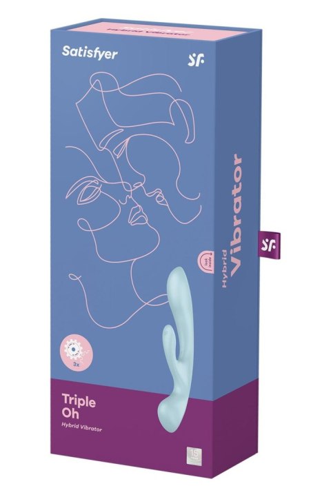 Wibrator króliczek Satisfyer Triple Oh jasnoniebieski USB wodoodporny