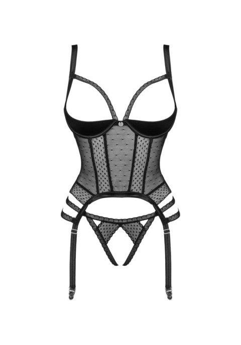 Gorset Lanelia z stringami Obsessive czarny XS/S