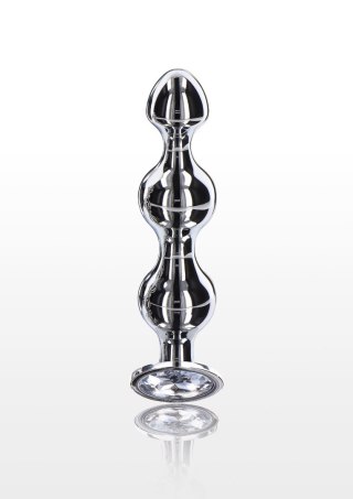 Korek analny Diamond Star Beads srebrny 13 cm