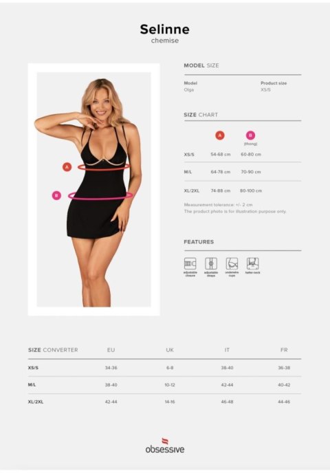 Koszulka i stringi Selinne Obsessive czarne XL/2XL