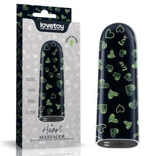 Mini wibrator Lovetoy serce świecący w ciemności ładowalny zielony 8cm