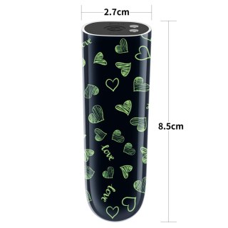 Mini wibrator Lovetoy serce świecący w ciemności ładowalny zielony 8cm
