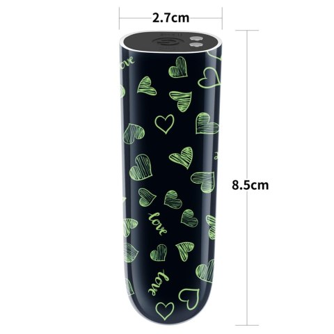 Mini wibrator Lovetoy serce świecący w ciemności ładowalny zielony 8cm