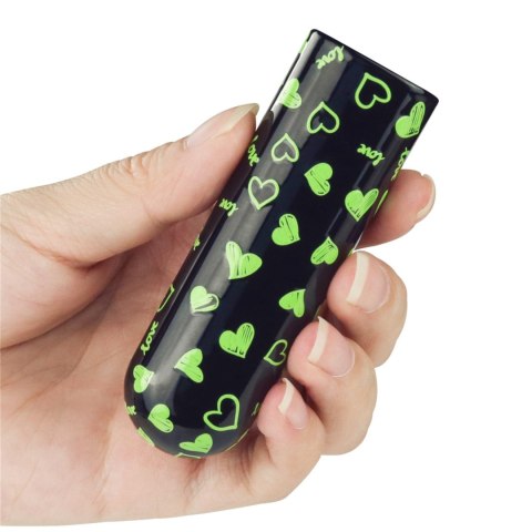 Mini wibrator Lovetoy serce świecący w ciemności ładowalny zielony 8cm
