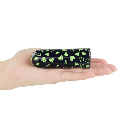 Mini wibrator Lovetoy serce świecący w ciemności ładowalny zielony 8cm