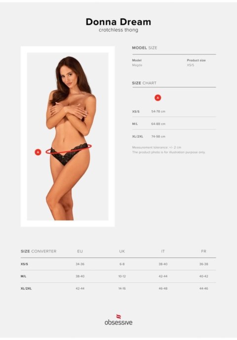 Stringi otwarte Donna Dream Obsessive czarne z koronką XS/S