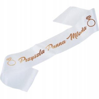 Szarfa biała Przyszła Panna Młoda rose gold PropaGanda 160 cm