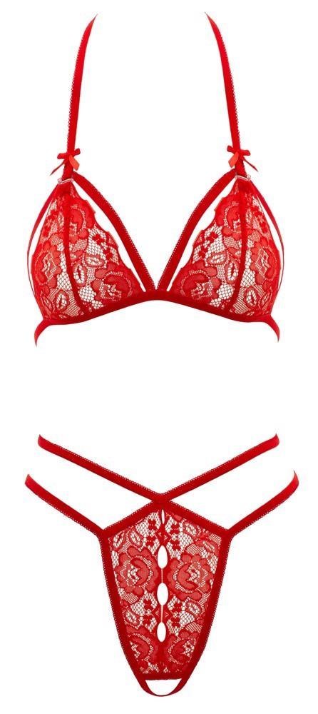 Komplet bielizny koronkowej Cottelli LINGERIE czerwony L