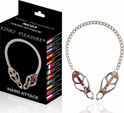 Regulowane klipsy na sutki ze stali nierdzewnej Kinky Pleasure Hard Attack