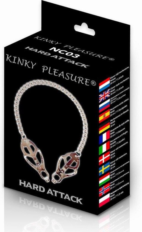 Regulowane klipsy na sutki ze stali nierdzewnej Kinky Pleasure Hard Attack