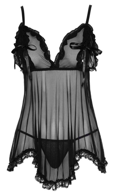 Babydoll z falbankami Cottelli Lingerie czarny 2XL