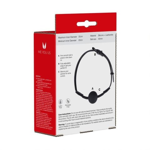 Knebel piłkowy silikonowy czarny Me You Us 40mm regulowany