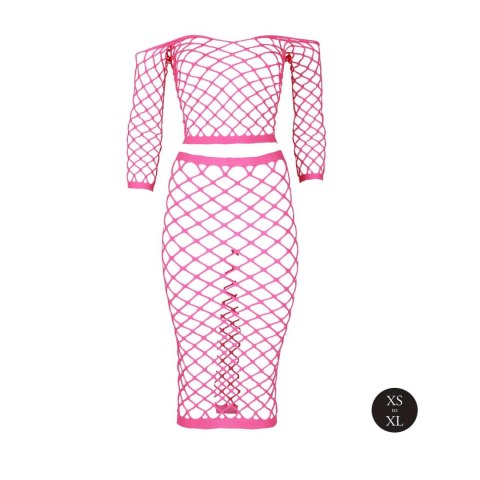 Komplet bielizny neonowy Ouch! różowy UV XS/XL