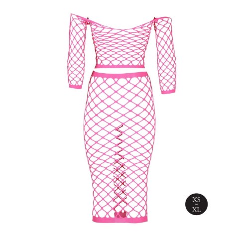 Komplet bielizny neonowy Ouch! różowy UV XS/XL