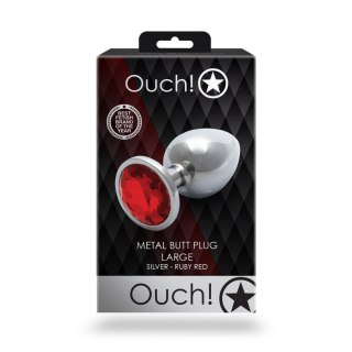 Duży aluminiowy korek analny z klejnotem Ouch! 8 cm