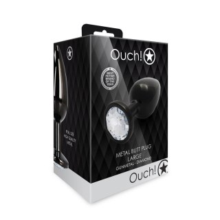 Duży korek analny z okrągłym klejnotem Ouch! 8 cm