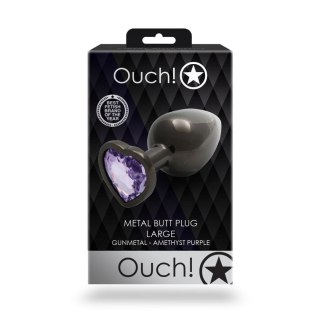 Korek analny Heart Gem Ouch! duży aluminiowy 8 cm