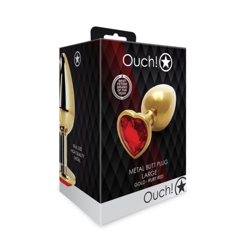 Korek analny Heart Gem duży złoty Ouch 8 cm
