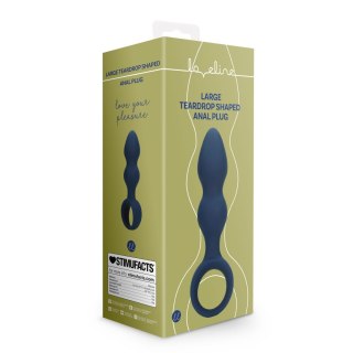 Korek analny silikonowy Loveline łezkowaty duży niebieski 12 cm