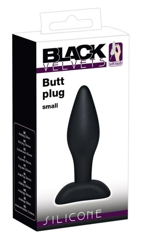 Korek analny silikonowy Black Velvets czarny mały 9 cm