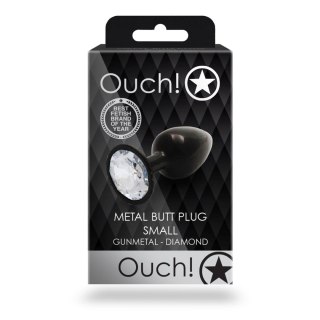 Korek analny z okrągłym klejnotem Ouch mały aluminiowy 6 cm