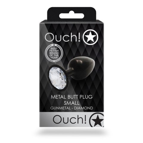 Korek analny z okrągłym klejnotem Ouch mały aluminiowy 6 cm
