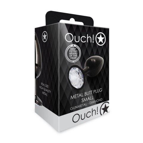 Korek analny z okrągłym klejnotem Ouch mały aluminiowy 6 cm