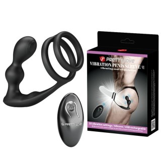 Pierścień erekcyjny z wibrującym korkiem analnym Pretty Love silikonowy USB