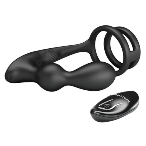 Pierścień erekcyjny z wibrującym korkiem analnym Pretty Love silikonowy USB