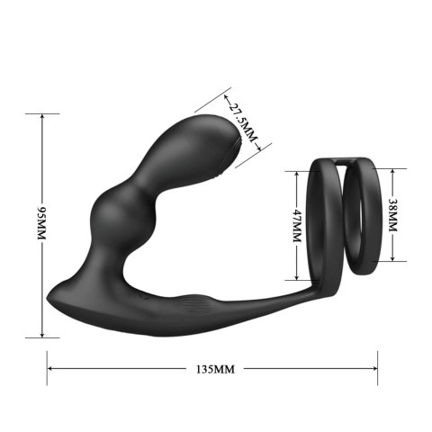 Pierścień erekcyjny z wibrującym korkiem analnym Pretty Love silikonowy USB