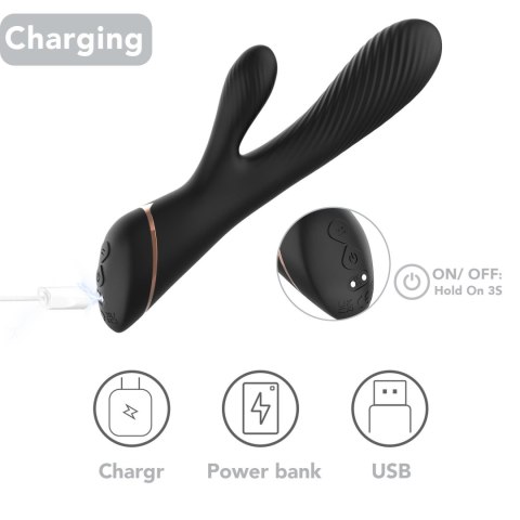 Wibrator króliczek Hare czarny silikonowy USB 9 wibracji