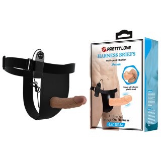 Wibrująca proteza penisa Pretty Love Draven ze strap-onem 17 cm