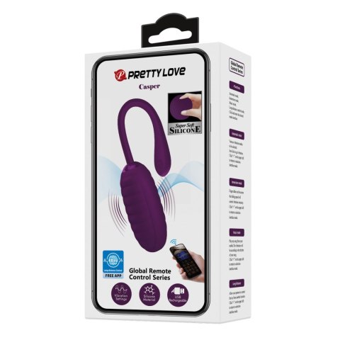 Jajko wibrujące Pretty Love Casper fioletowe 12 trybów app USB
