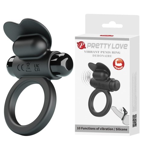 Pierścień erekcyjny wibrujący Pretty Love Debenaire czarny 10 funkcji