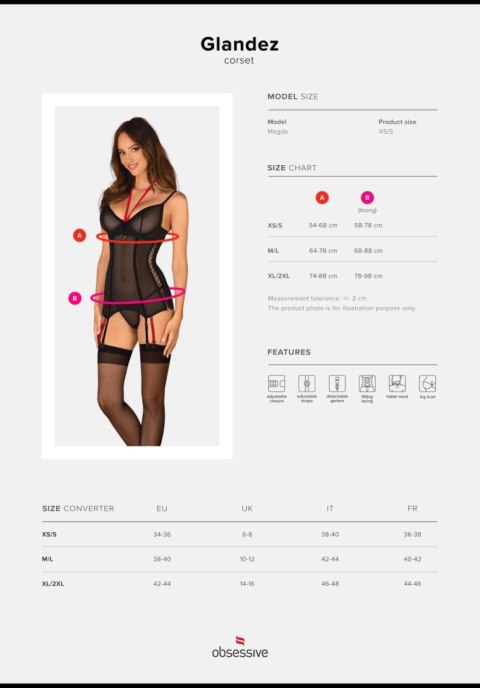Gorset Glandez Obsessive czarny z czerwonymi akcentami M/L